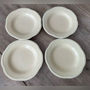 Set of 4 Pottery Barn 'Emma' Yellow Beaded Salad Plates
